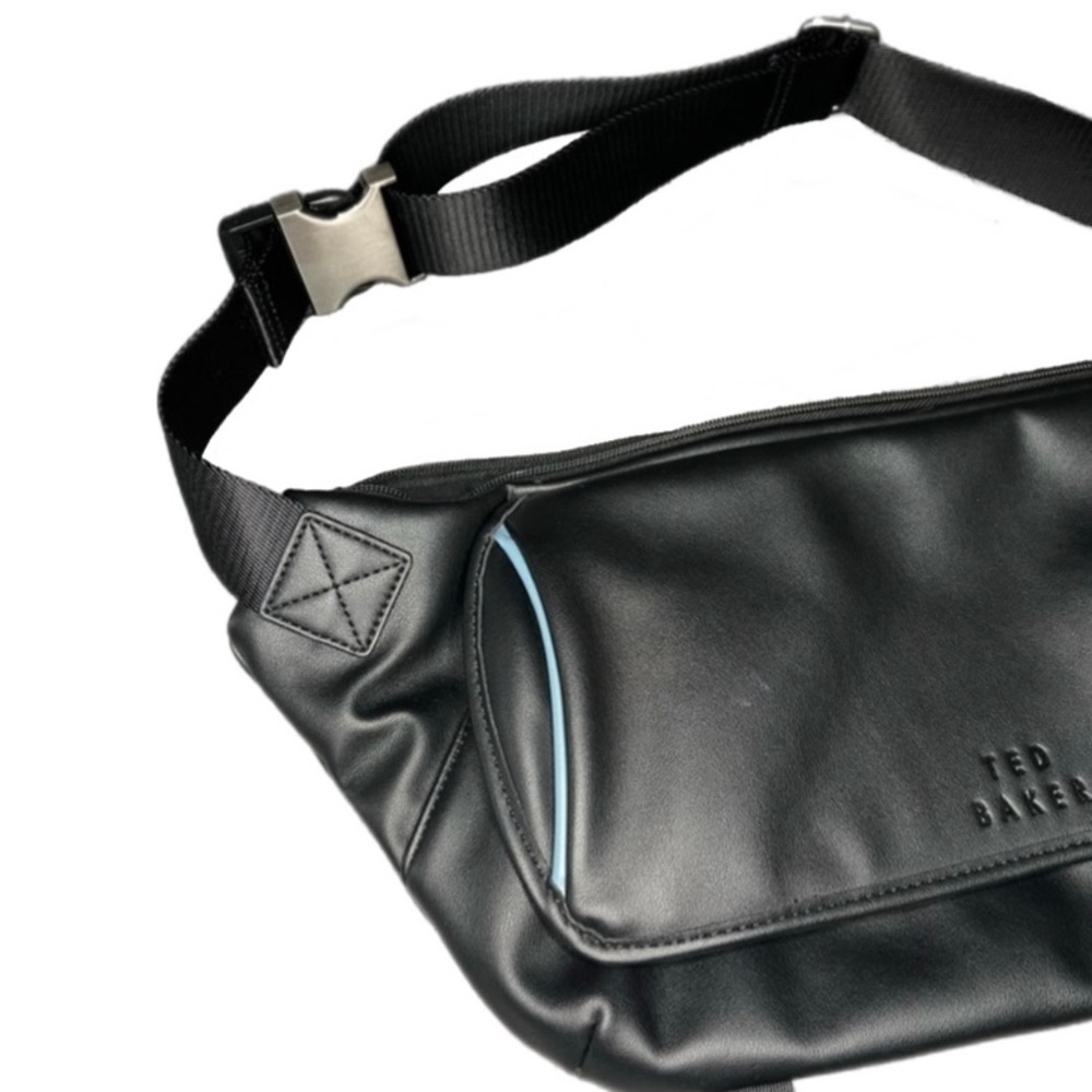 Ted Baker Cobbra Unisex Black Belt Bag Blue Trim - Picture 7 of 15